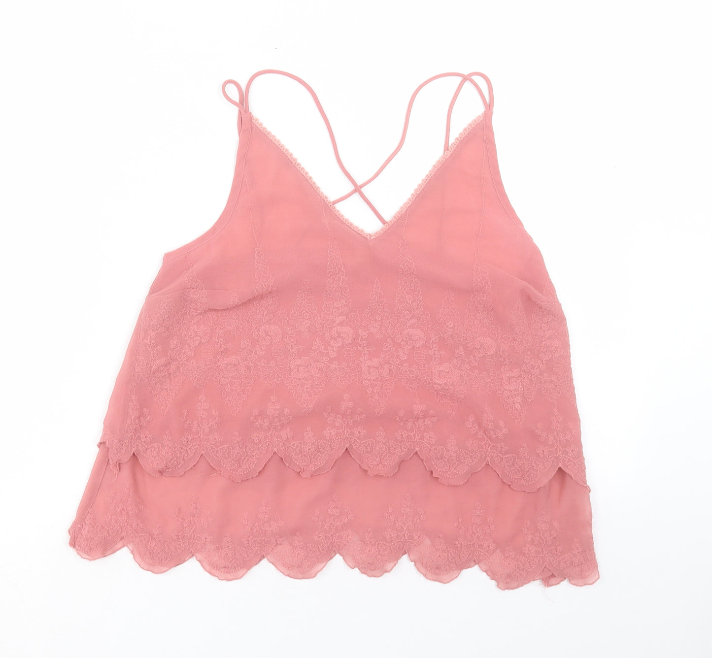 River Island Womens Pink Polyester Camisole Tank Size 8 V-Neck