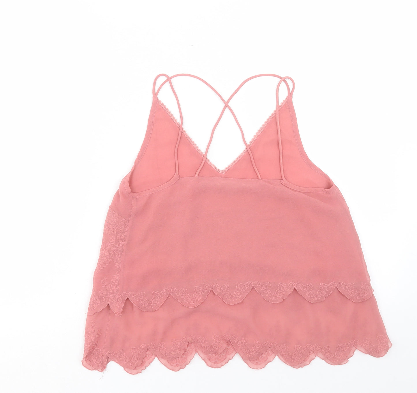 River Island Womens Pink Polyester Camisole Tank Size 8 V-Neck