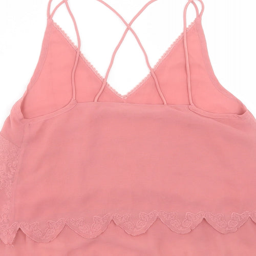 River Island Womens Pink Polyester Camisole Tank Size 8 V-Neck