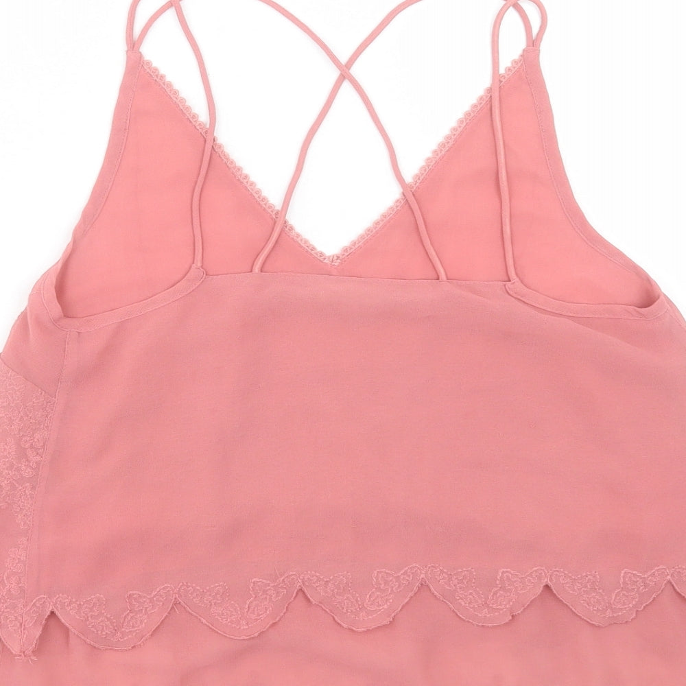 River Island Womens Pink Polyester Camisole Tank Size 8 V-Neck