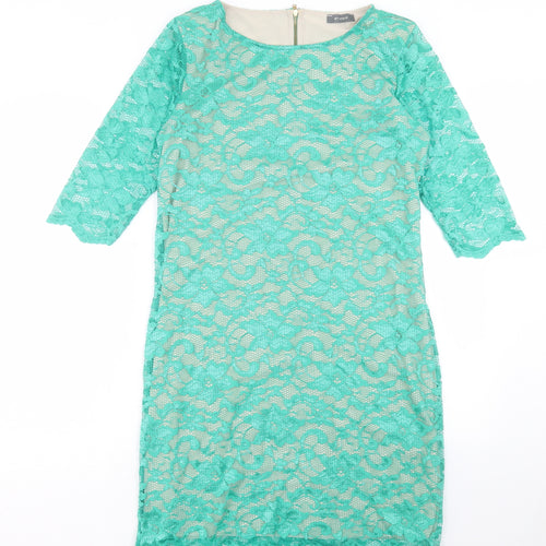 Matalan Womens Green Polyester Shift Size 16 Boat Neck Zip