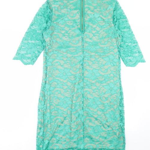 Matalan Womens Green Polyester Shift Size 16 Boat Neck Zip