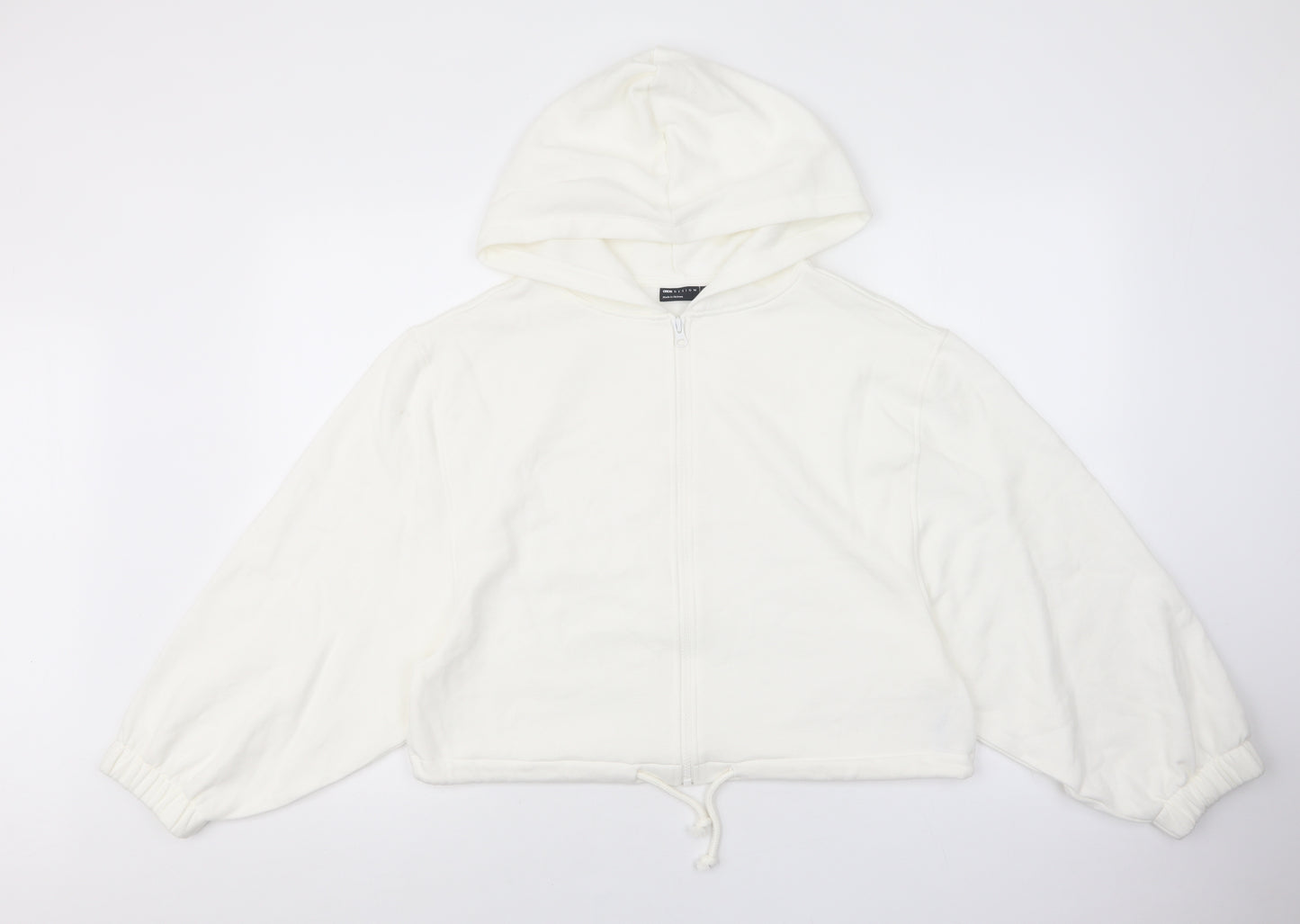 ASOS Womens White Cotton Full Zip Hoodie Size 10 - Stretch waistband