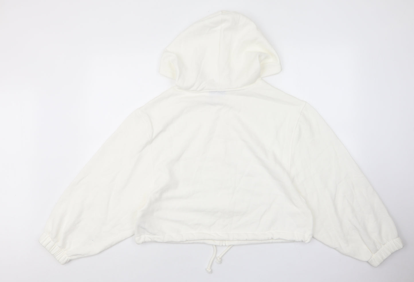 ASOS Womens White Cotton Full Zip Hoodie Size 10 - Stretch waistband