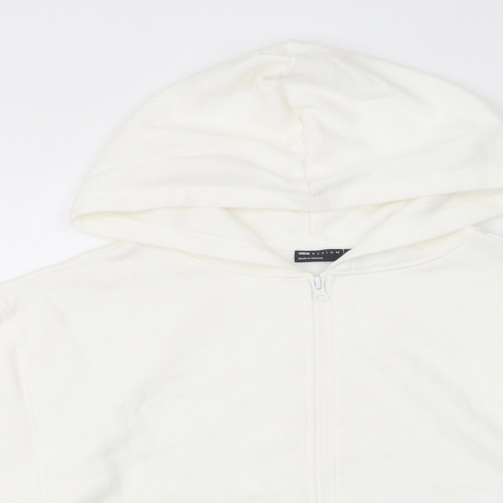 ASOS Womens White Cotton Full Zip Hoodie Size 10 - Stretch waistband