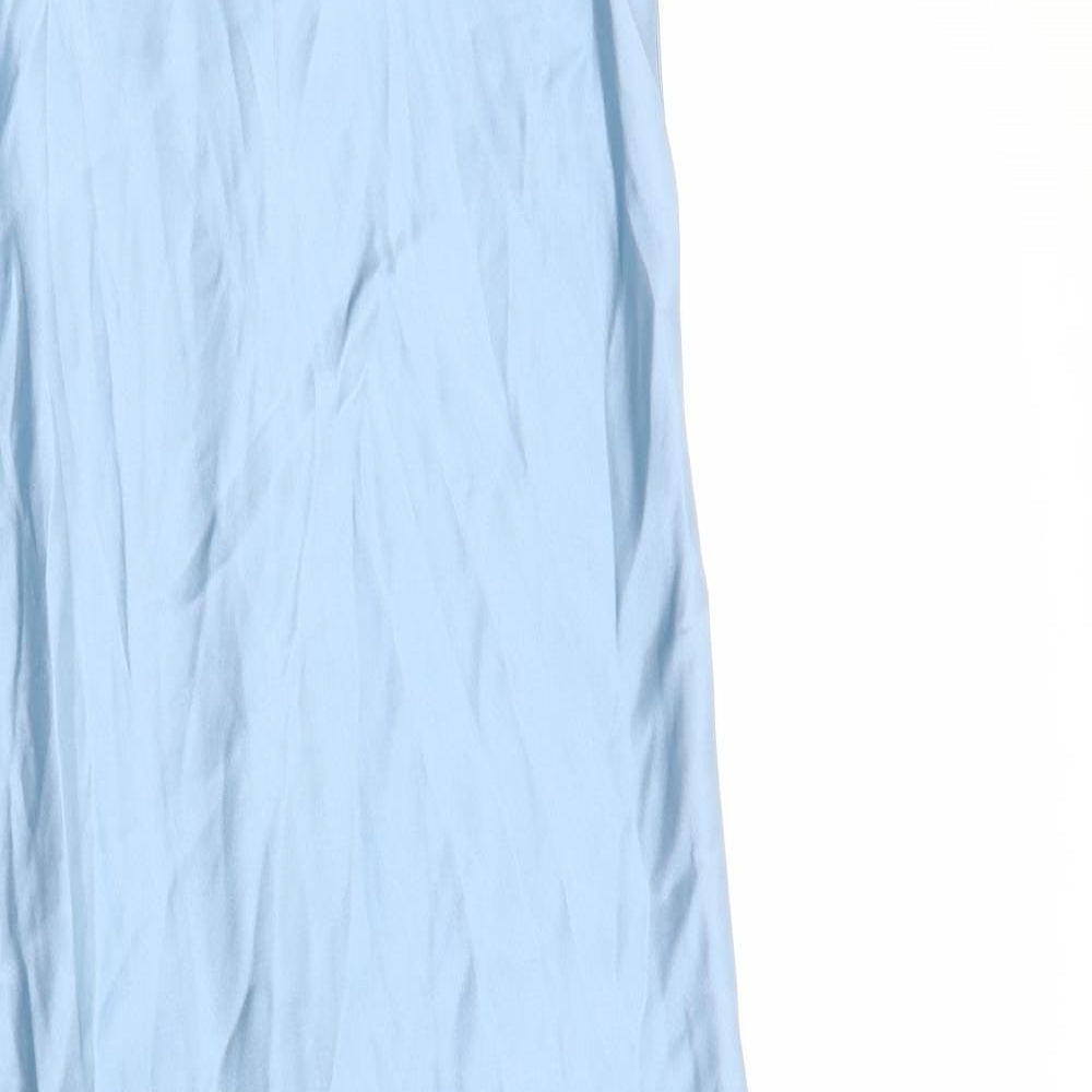 Zara Womens Blue 100% Cotton A-Line Size XS Round Neck Zip