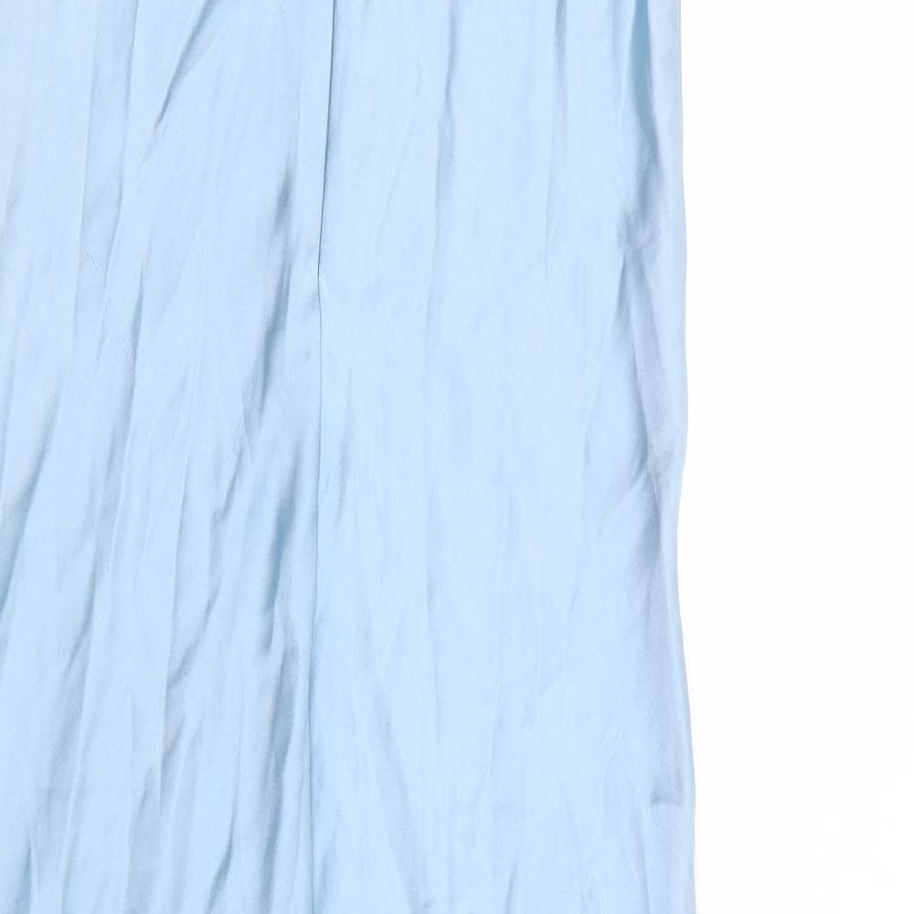 Zara Womens Blue 100% Cotton A-Line Size XS Round Neck Zip