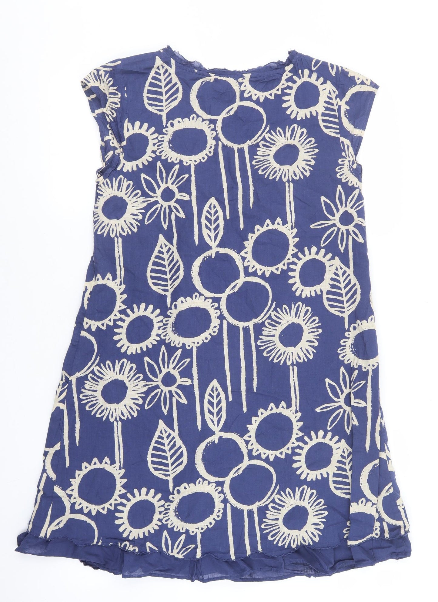 White Stuff Womens Multicoloured Floral 100% Cotton Shift Size 12 Scoop Neck Zip