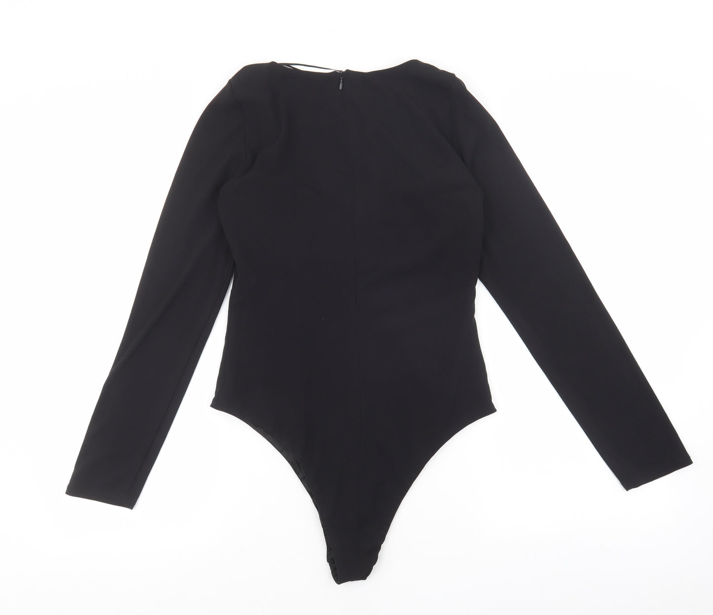 Zara Womens Black 100% Polyester Bodysuit One-Piece Size S Snap - Zip Back