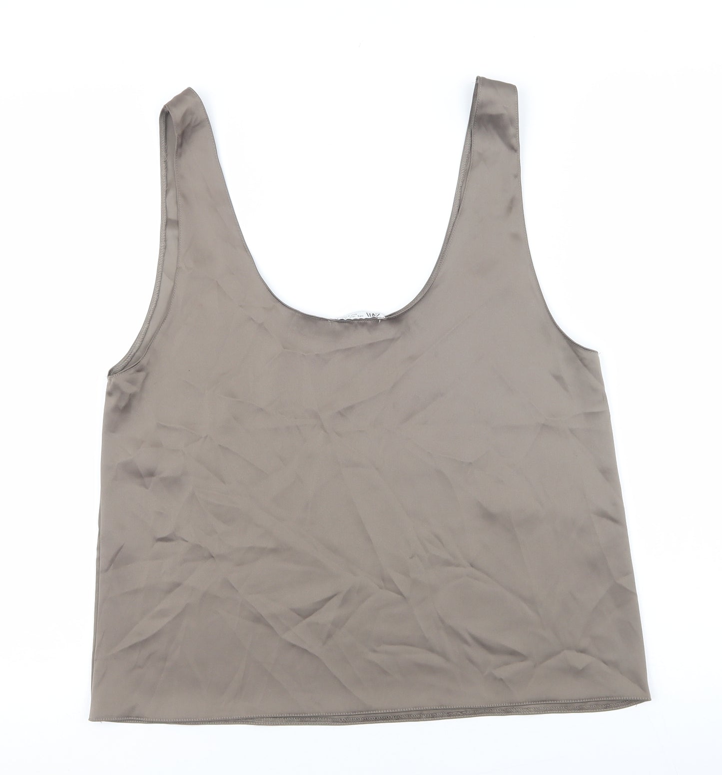 Zara Womens Brown Polyester Camisole Tank Size L Scoop Neck