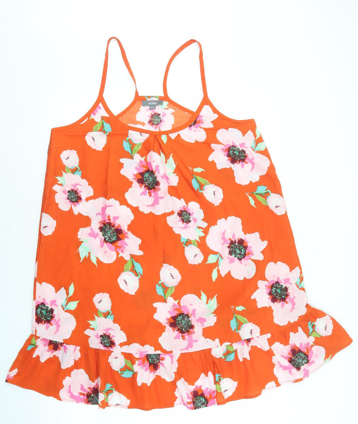 Studio Womens Multicoloured Floral Polyester Camisole Tank Size 16 Boat Neck - Straps