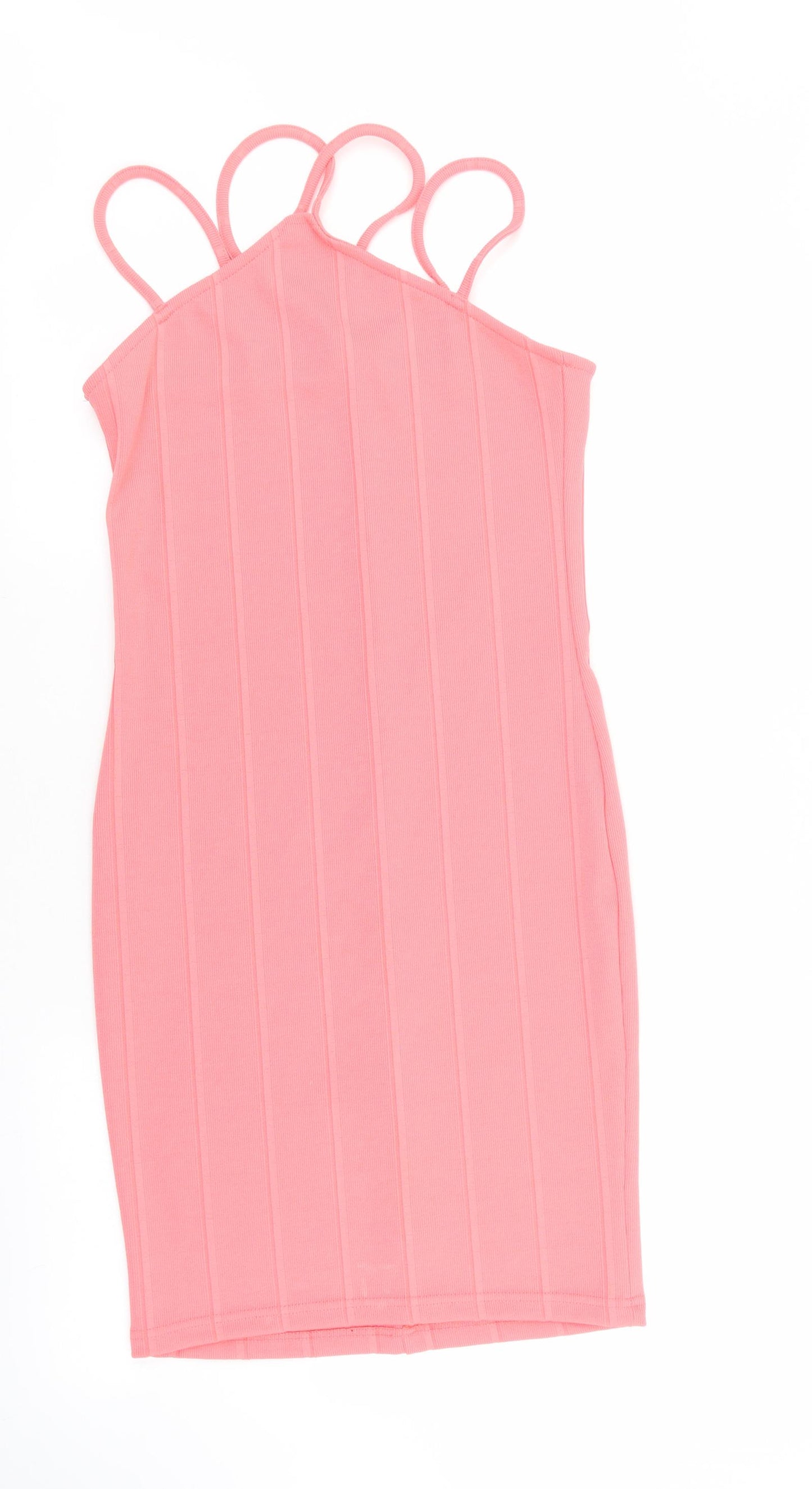 Miss Selfridge Womens Pink Polyester Bodycon Size 10 Halter Pullover - Ribbed