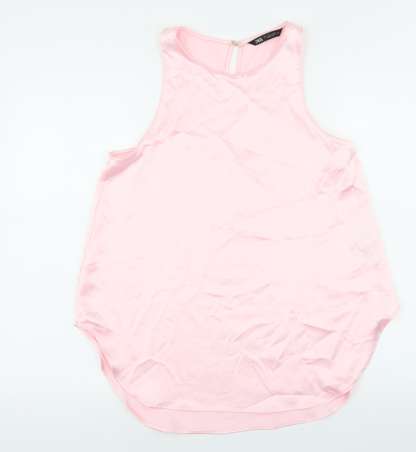 Zara Womens Pink Polyester Camisole Tank Size S Scoop Neck - Baby Pink