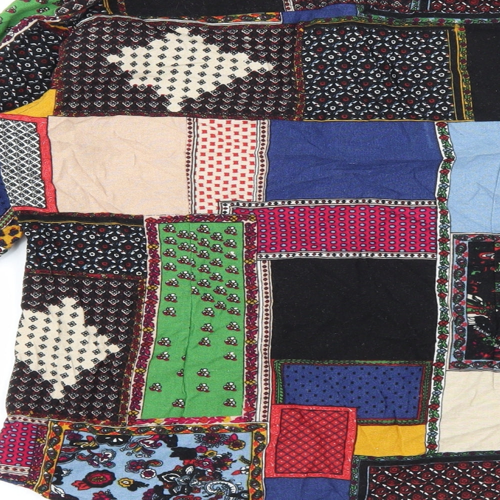 Mansilife Mens Multicoloured Geometric Cotton Button-Up Size L Collared Button - Patchwork