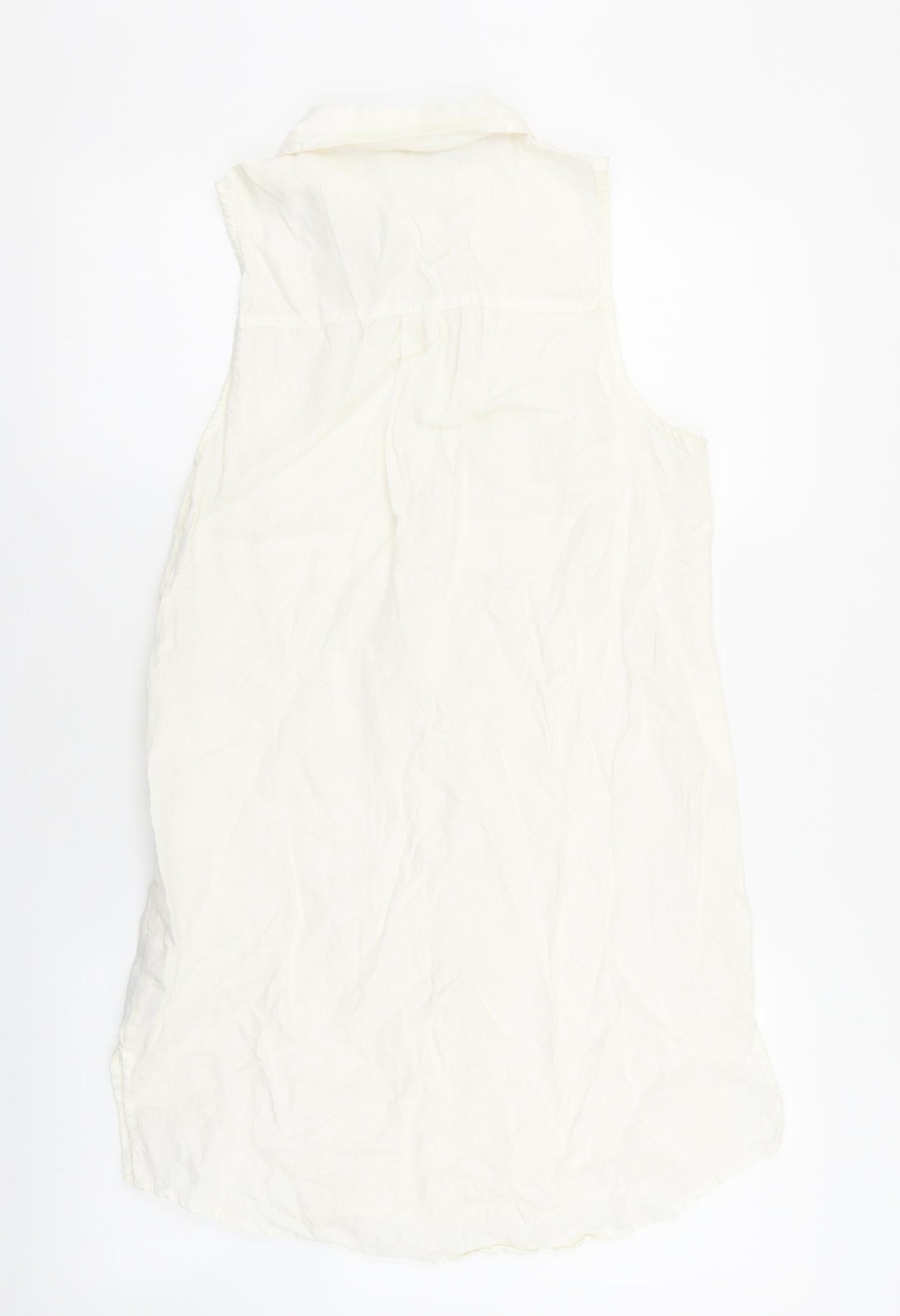 FOREVER 21 Womens Ivory Linen Shirt Dress Size S Collared Button