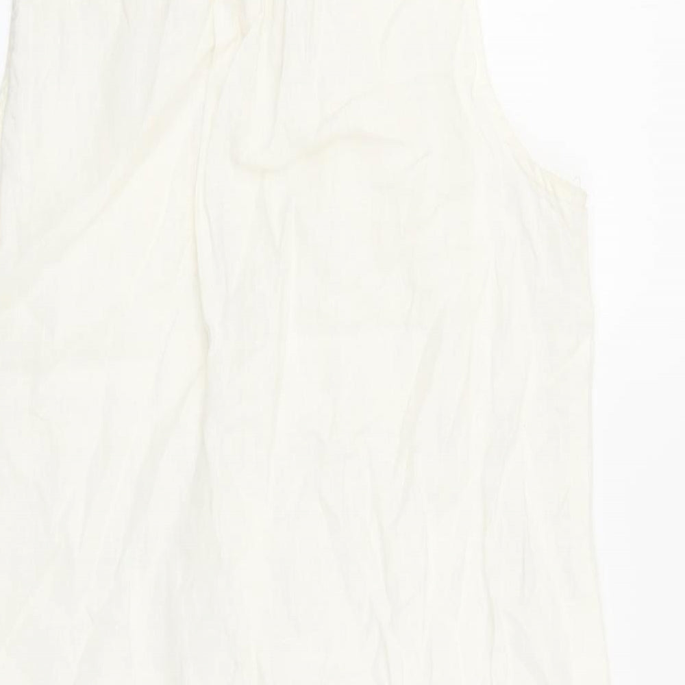 FOREVER 21 Womens Ivory Linen Shirt Dress Size S Collared Button