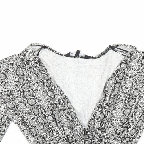 Peacocks Womens Multicoloured Geometric Viscose Basic Blouse Size 12 V-Neck - Snake Print