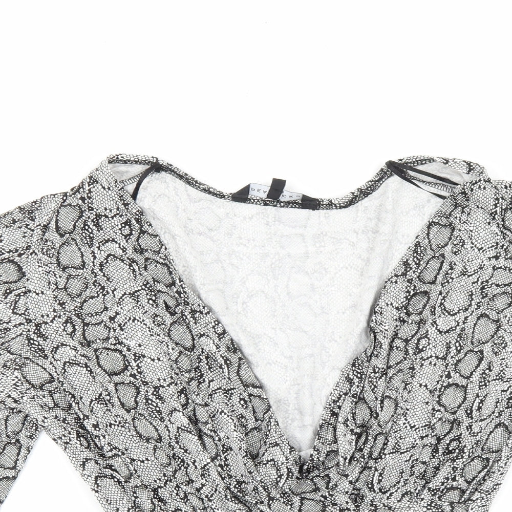 Peacocks Womens Multicoloured Geometric Viscose Basic Blouse Size 12 V-Neck - Snake Print