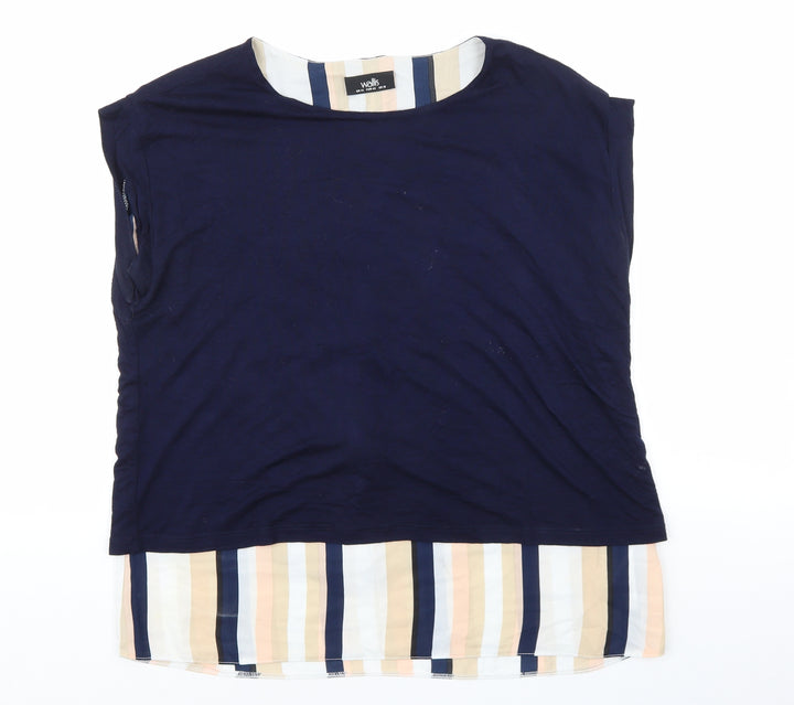 Wallis Womens Multicoloured Striped Viscose Basic T-Shirt Size 14 Boat Neck - Striped Chiffon