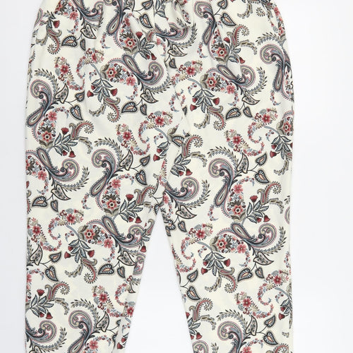 River Island Womens Multicoloured Paisley Polyester Capri Trousers Size 14 L27 in Regular Zip - Floral Detail, Tie Waist