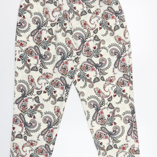 River Island Womens Multicoloured Paisley Polyester Capri Trousers Size 14 L27 in Regular Zip - Floral Detail, Tie Waist