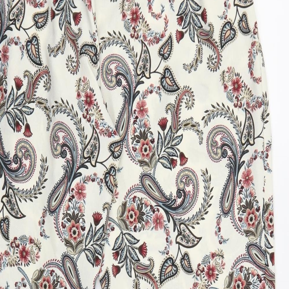 River Island Womens Multicoloured Paisley Polyester Capri Trousers Size 14 L27 in Regular Zip - Floral Detail, Tie Waist