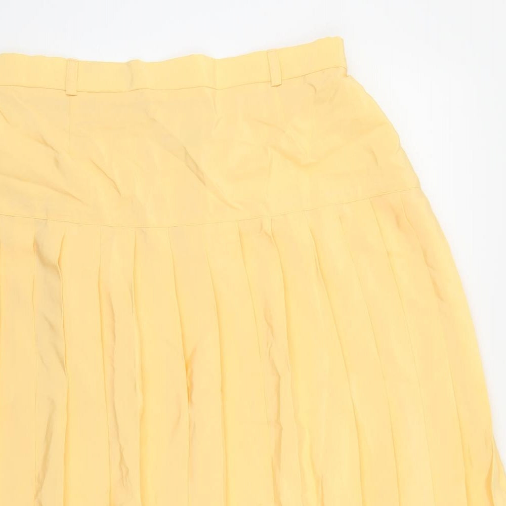 Freemans Womens Yellow Polyester Pleated Skirt Size 20