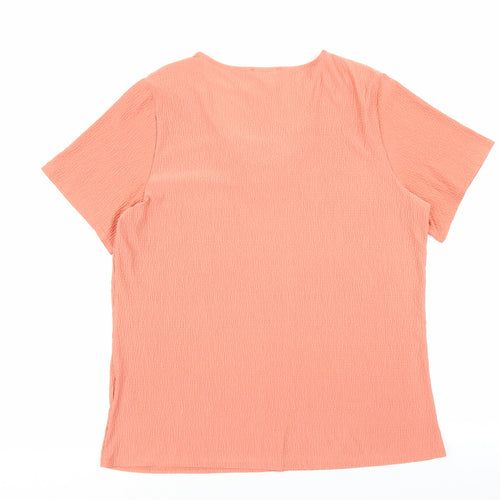 Jenny Lloyd Womens Pink Polyester Basic T-Shirt Size XL Scoop Neck - Textured
