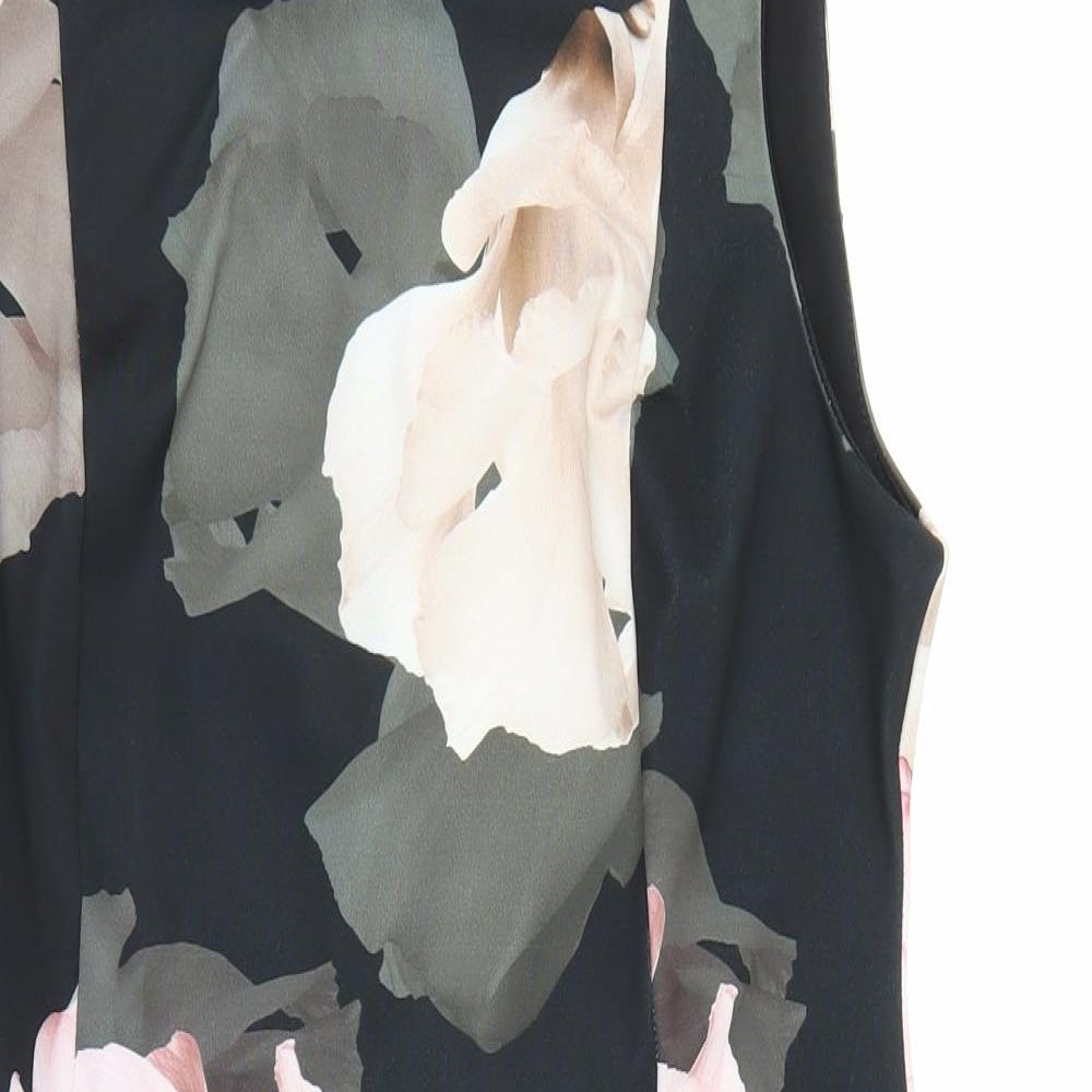 Wallis Womens Multicoloured Floral Polyester Pencil Dress Size 14 Scoop Neck Zip - Stretch Material