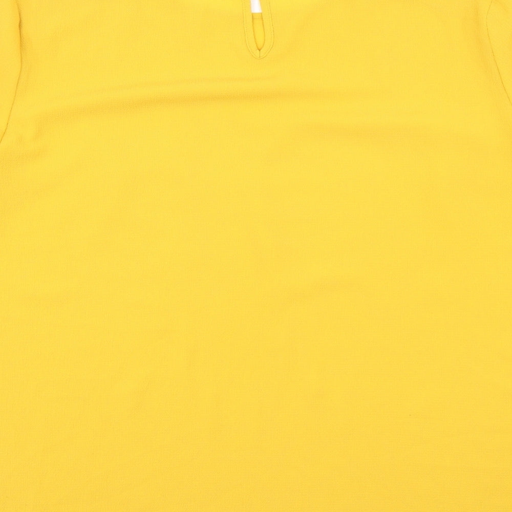 Primark Womens Yellow Polyester Basic Blouse Size 14 Round Neck - Zip Shoulder