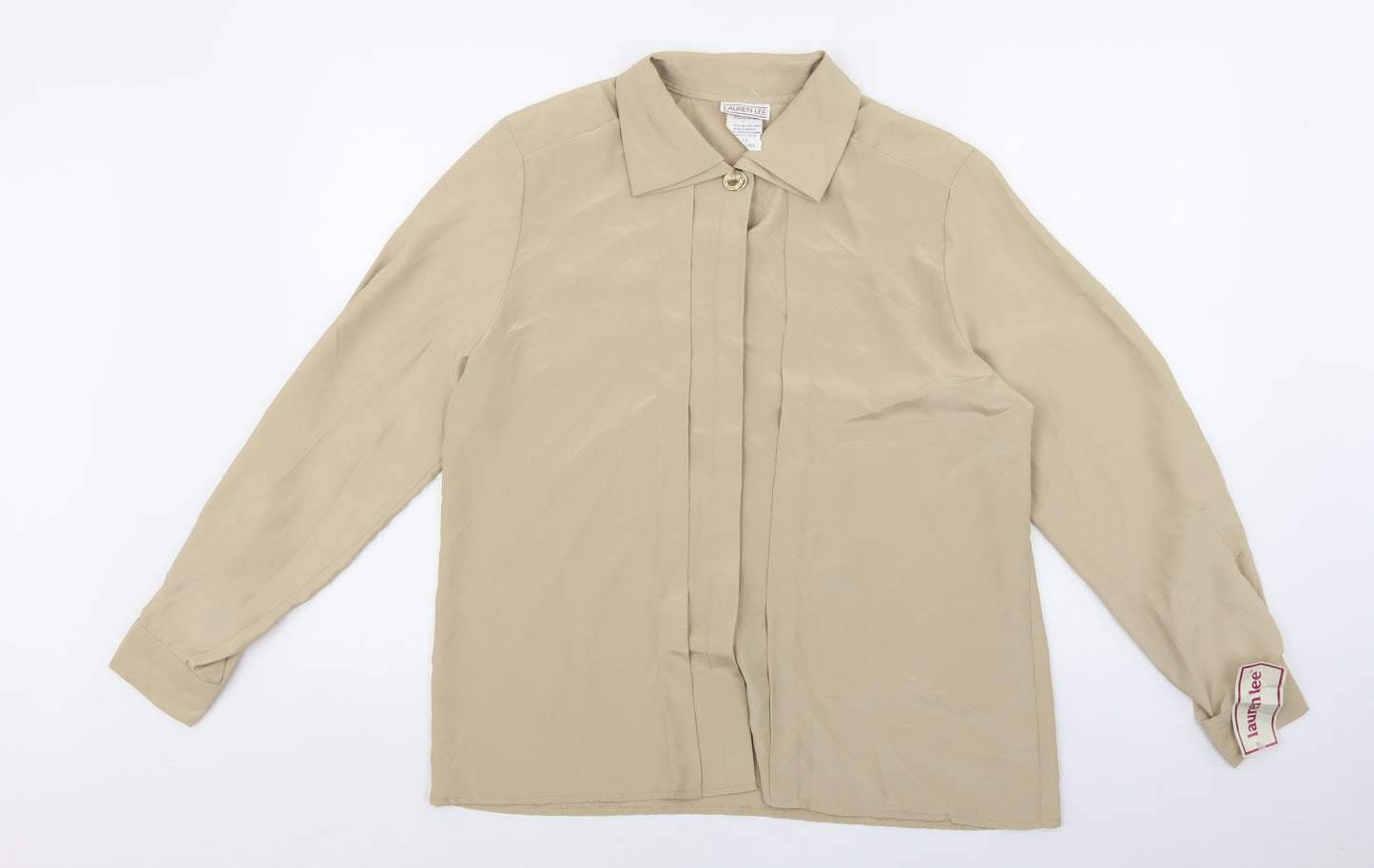 Lauren Lee Womens Gold Polyester Basic Blouse Size 12 Collared