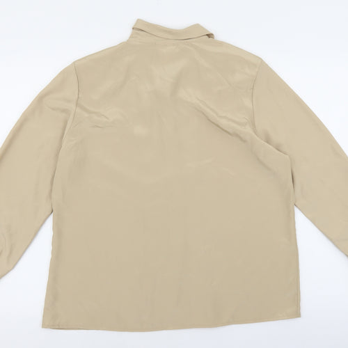 Lauren Lee Womens Gold Polyester Basic Blouse Size 12 Collared