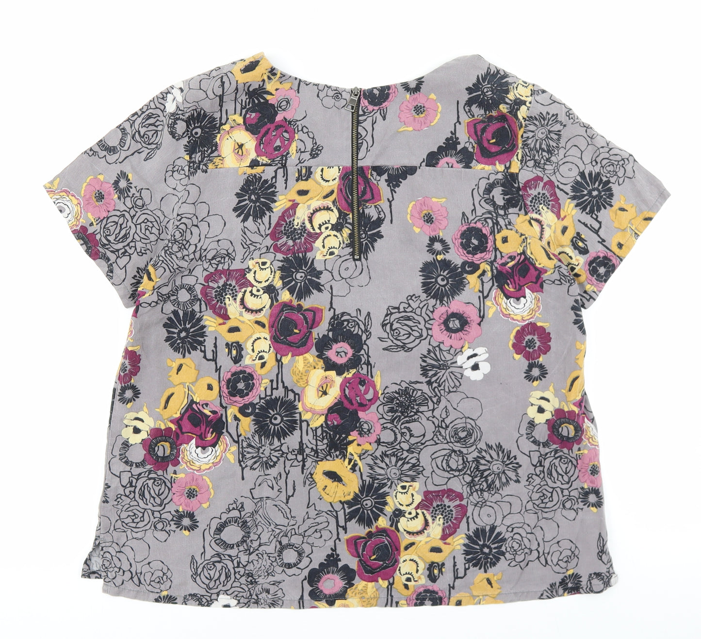 Thought Womens Multicoloured Floral Lyocell Basic T-Shirt Size 14 Round Neck