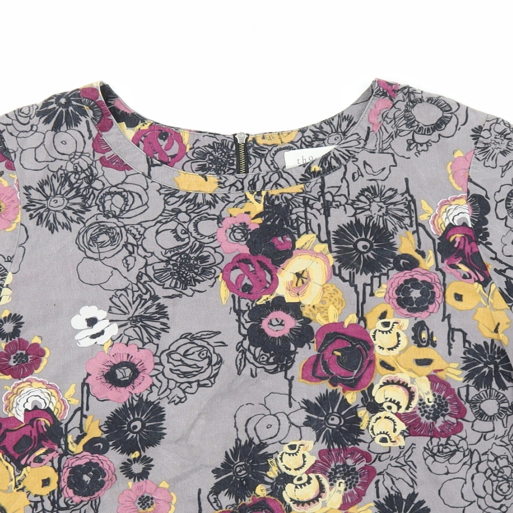 Thought Womens Multicoloured Floral Lyocell Basic T-Shirt Size 14 Round Neck