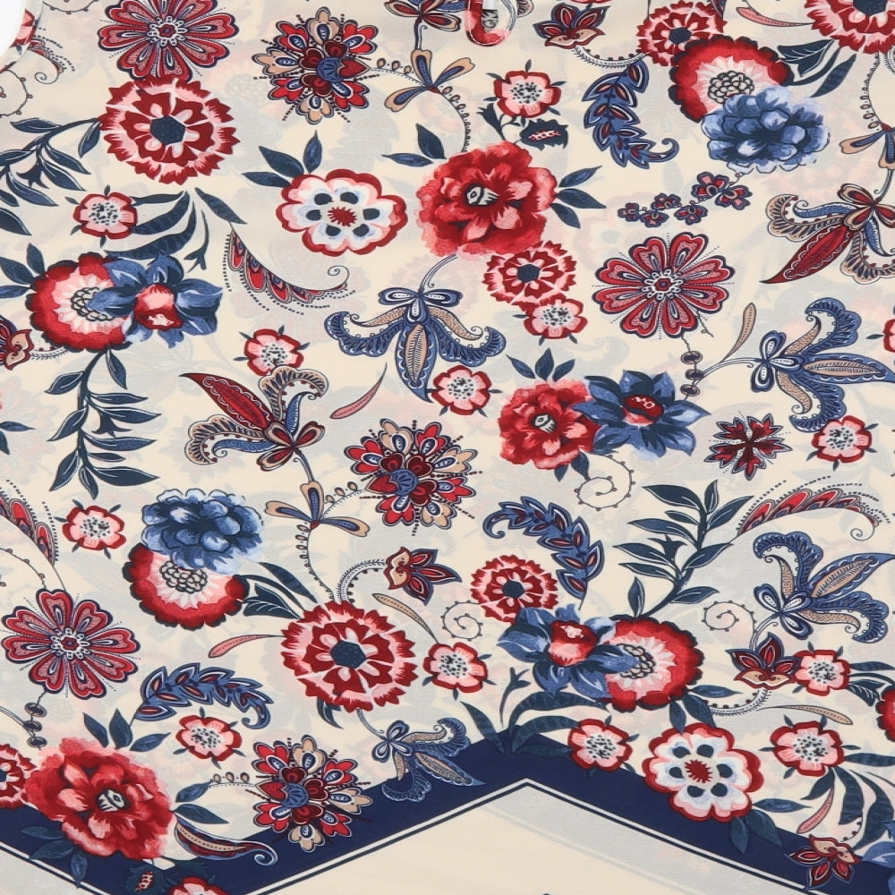 Peacocks Womens Multicoloured Geometric Polyester Basic Blouse Size 20 Round Neck - Cold Shoulder