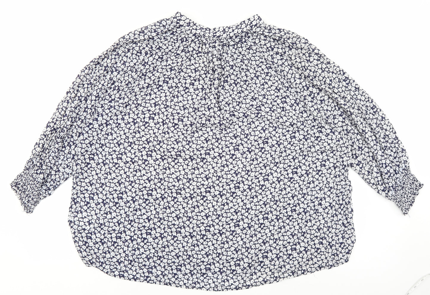 H&M Womens Multicoloured Floral Modal Basic Blouse Size 12 V-Neck - Elastic Sleeves