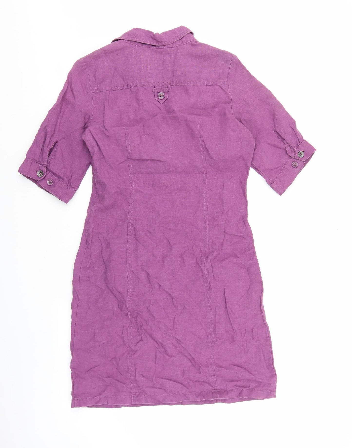 Esprit Womens Purple Linen T-Shirt Dress Size 8 Collared Zip