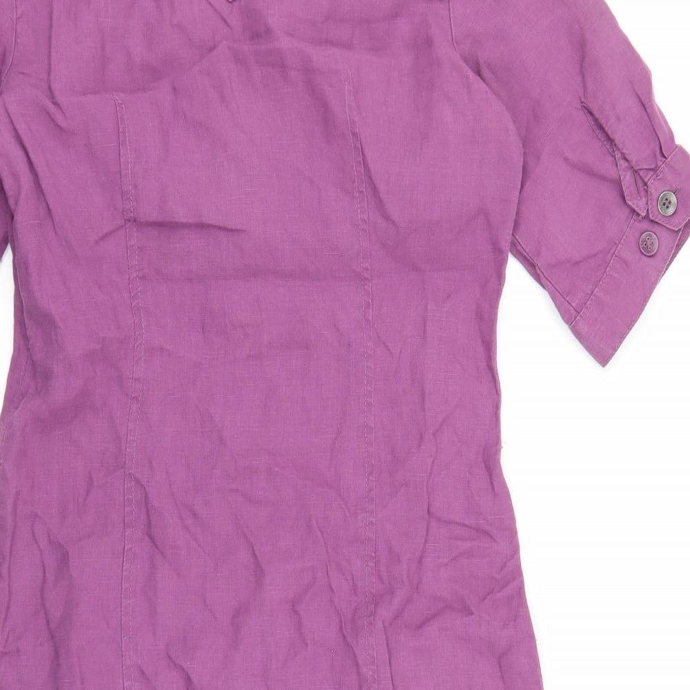 Esprit Womens Purple Linen T-Shirt Dress Size 8 Collared Zip
