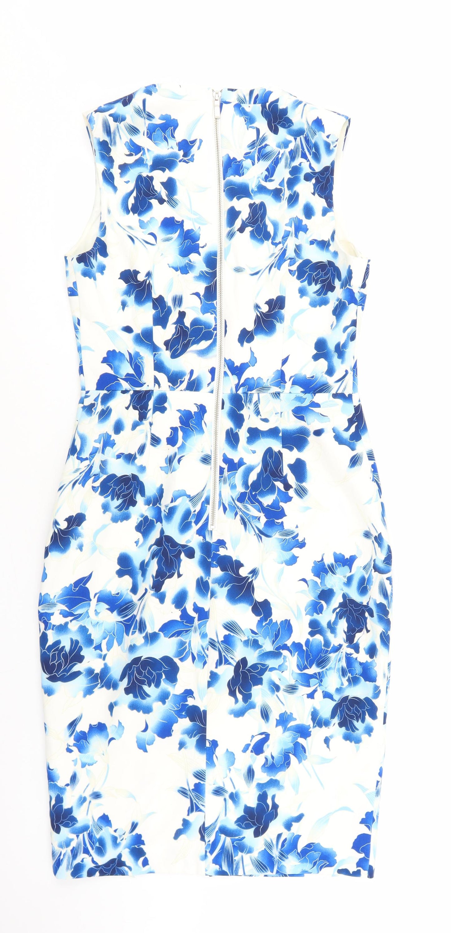 Oasis Womens Multicoloured Floral Polyester Pencil Dress Size 8 V-Neck Zip