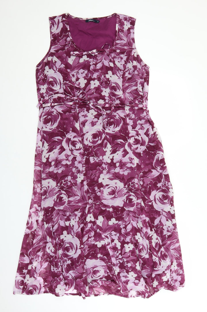 DASH Womens Purple Floral Polyester Maxi Size 12 Scoop Neck Tie