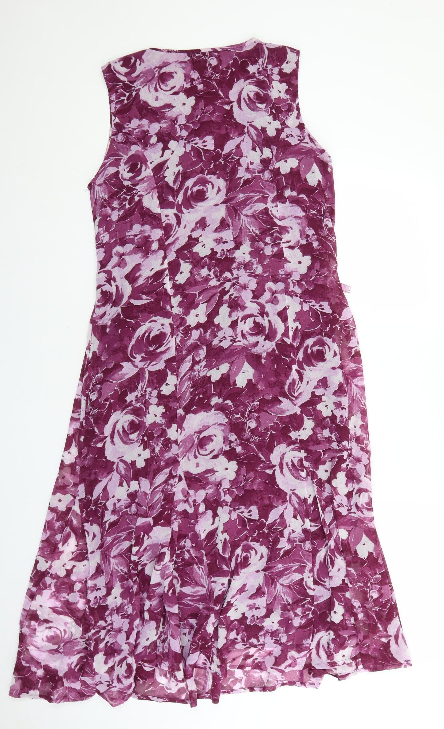 DASH Womens Purple Floral Polyester Maxi Size 12 Scoop Neck Tie