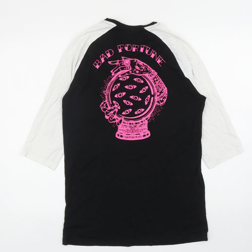 Pep & Co Womens Black Colourblock Cotton Ringer T-Shirt Size M Round Neck - Bad Fortune