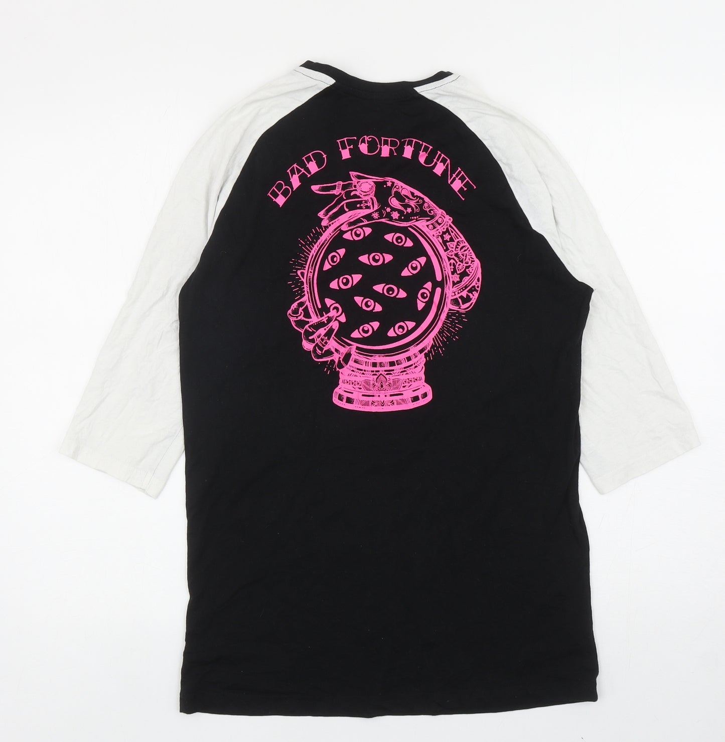 Pep & Co Womens Black Colourblock Cotton Ringer T-Shirt Size M Round Neck - Bad Fortune