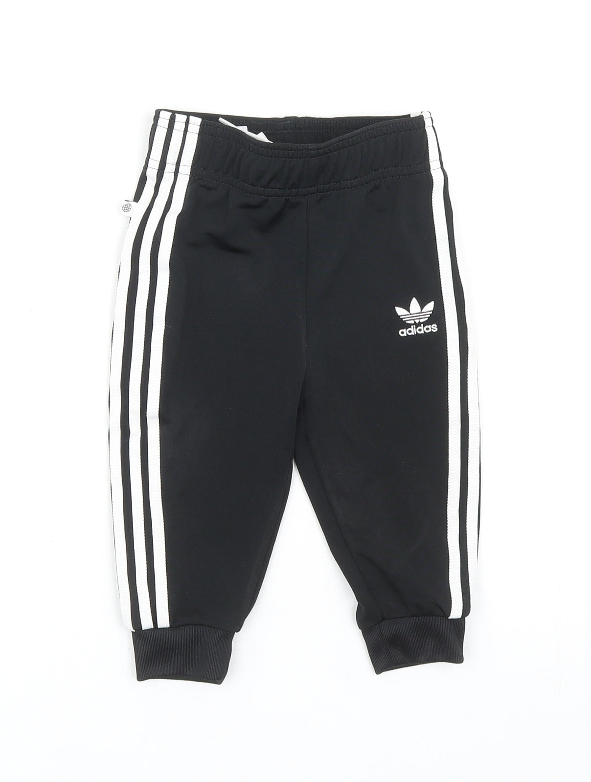 adidas Baby Black Polyester Jogger Trousers Size 9-12 Months Drawstring - Inside Leg: 22 Cm