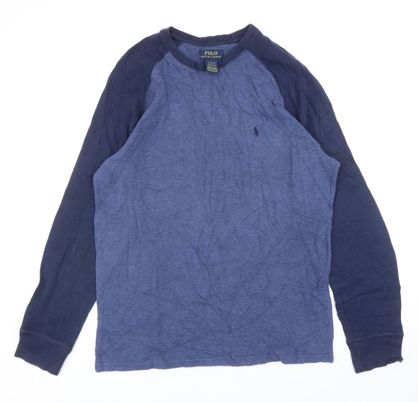 Ralph Lauren Mens Blue Cotton Pullover Sweatshirt Size XL - Colourblock