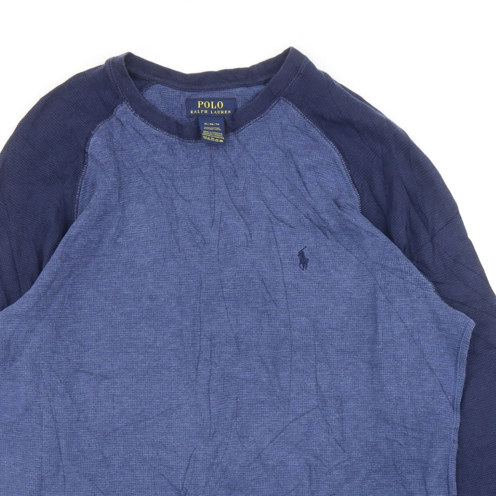 Ralph Lauren Mens Blue Cotton Pullover Sweatshirt Size XL - Colourblock