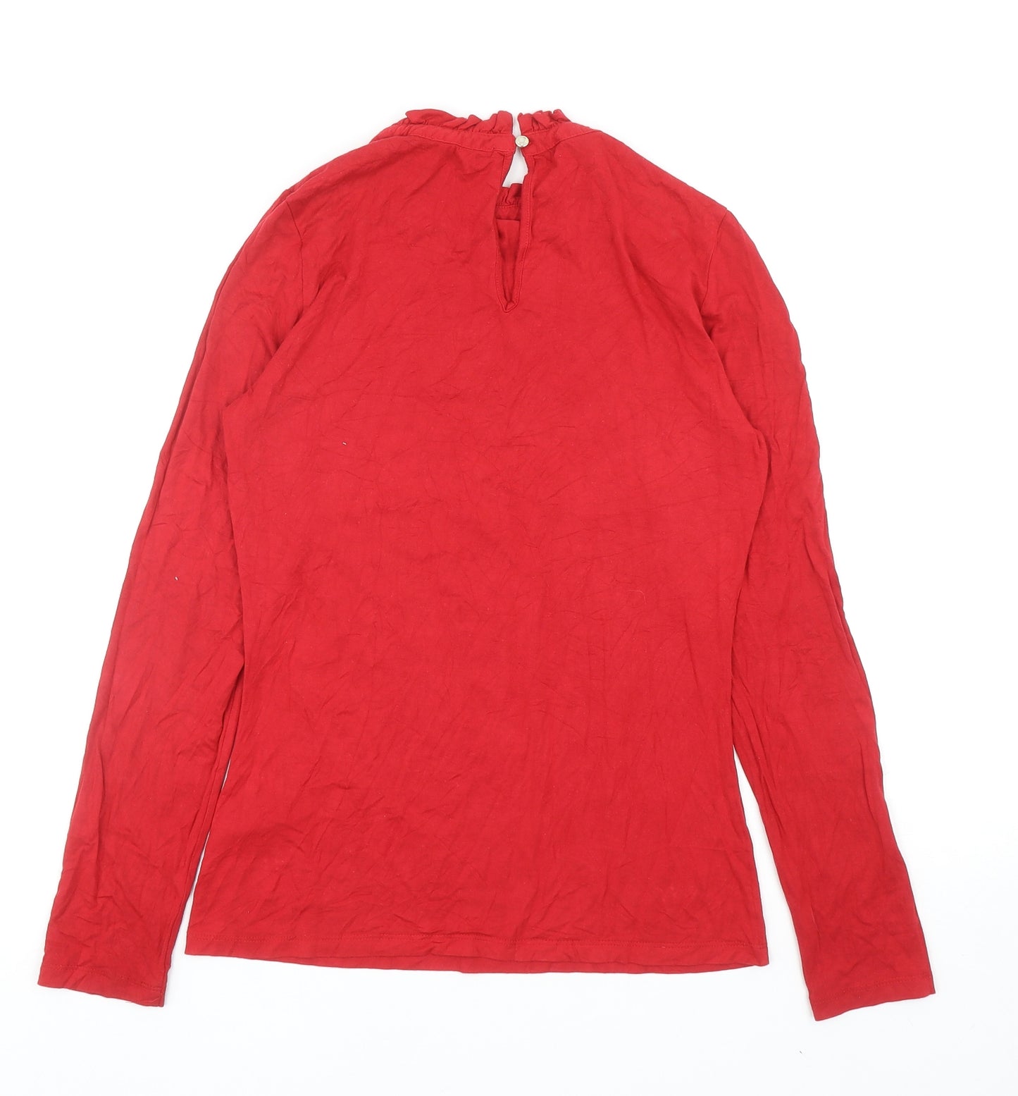 Oasis Womens Red Viscose Basic T-Shirt Size S Mock Neck
