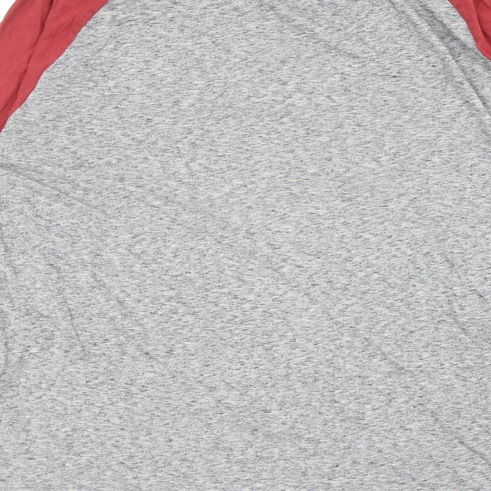 Topman Mens Grey Colourblock Cotton T-Shirt Size L Round Neck - Locals