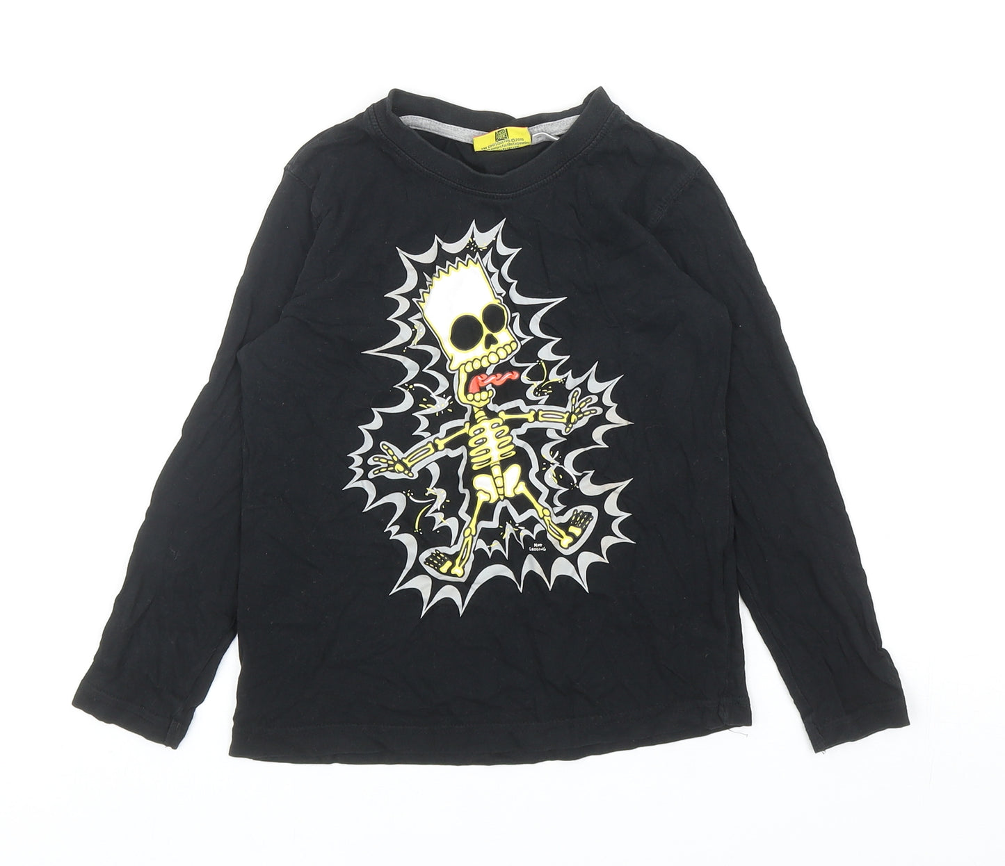 Lidl Boys Black Cotton Basic Casual Size 4-5 Years Round Neck Pullover - Bart Simpson UK Size 4-6 Years