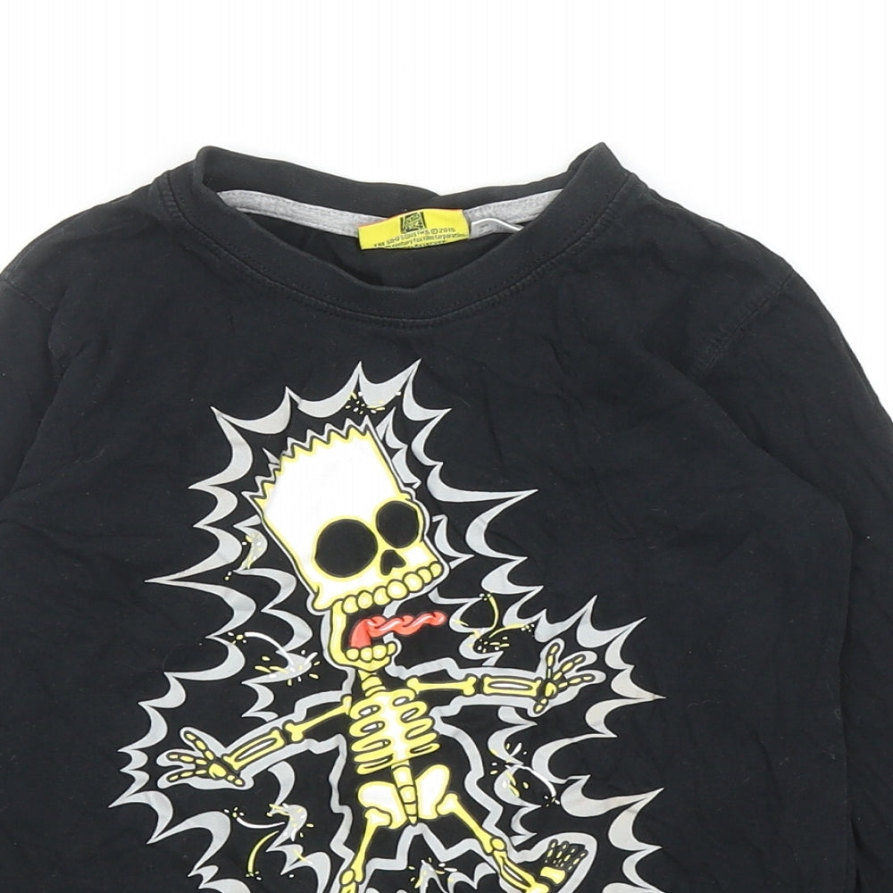 Lidl Boys Black Cotton Basic Casual Size 4-5 Years Round Neck Pullover - Bart Simpson UK Size 4-6 Years